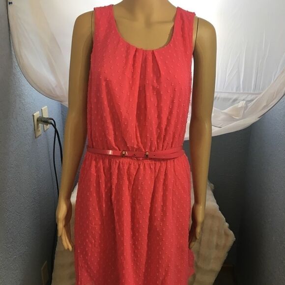 NWT Elle Dress Belted Size 10 Coral NWT - Picture 1 of 5